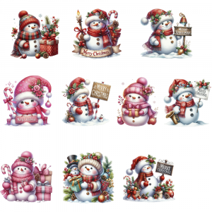 10x Mini-Bügelbilder - Snowman